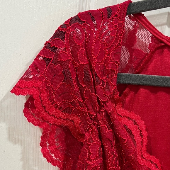 Boston Proper Red Lace Top size XL - Picture 6 of 9